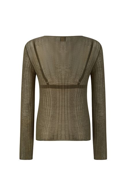 Maglia Pinko donna 102977 A1ND verde Alchemilla semitrasparente a costine PINKO | Maglie | 102977 A1NDX18